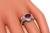 Heart Shape Ruby Round and Baguette Cut Diamond Platinum Ring