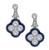 Round Cut Diamond Baguette Cut Sapphire 14k White Gold Earrings