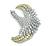 Round Cut Diamond 18k White and Yellow Gold Swan Pin