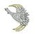 Round Cut Diamond 18k White and Yellow Gold Swan Pin