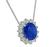 Oval Cut Sapphire Round Cut Diamond 14k White Gold Pendant Necklace