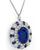 Art Deco Style Oval Cut Sapphire Round Cut Diamond 18k White Gold Pendant Necklace