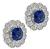 Cushion Cut Sapphire Round Cut Diamond 14k White Gold Earrings