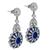 Oval Fan and Baguette Cut sapphire Round Cut Diamond 18k White Gold Dangling Earrings