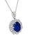 Oval Cut Sapphire Round Cut Diamond Platinum Pendant Necklace