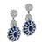 Oval Fan and French Cut Sapphire Round Cut Diamond 18k white Gold Dangling Earrings
