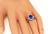 Oval Cut Ceylon Sapphire Baguette and Round Cut Diamond Platinum Engagement Ring