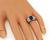 Cushion Cut Sapphire Baguette and Round Cut Diamond Platinum Engagement Ring