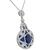 Oval and Trilliant Cut Sapphire Round Cut Diamond 18k White Gold Pendant Necklace