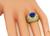 Pear Shape Sapphire Round and Baguette Cut Diamond 18k Yellow Gold Ring
