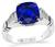 Estate 3.05ct Ceylon Sapphire 0.25ct Diamond Engagement Ring