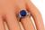 Cushion Cut Ceylon Sapphire Baguette Cut Diamond Platinum and 18k White Gold Engagement Ring