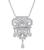 Round and Baguette Cut Diamond 18k White Gold Pendant Necklace