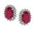 Oval Cut Burmese Ruby Round Cut Diamond 14k White Gold Earrings