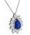 Pear Shape Sapphire Pear Shape Diamond 14k White Gold Pendant Necklace