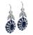 Oval Fan and French Cut Sapphire Round Cut Diamond 18k White Gold Earrings