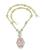 Oval Cut Kunzite Round Cut Diamond 14k Yellow Gold Necklace