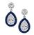 Round and Pear Shape Diamond Faceted Cut Sapphire Platinum and 14k White Gold Dangling Earrings