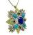 Round Cut Diamond Cabochon Lapis and Turquoise 18k Yellow and White Gold Pin / Pendant