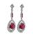 Pear Shape Rubellite Round Cut Diamond 18k White Gold Earrings