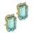 Emerald Cut Aquamarine Round Cut Diamond 14k Yellow Gold Earrings