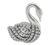 Round and Baguette Cut Diamond 18k White Gold Swan Pin