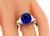 Cushion Cut Ceylon Sapphire Trilliant Cut Diamond Platinum Engagement Ring