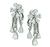 Pear Baguette and Round Cut Diamond Platinum Earrings