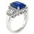 Modified Cushion Cut Ceylon Sapphire Half Moon and Round Cut Diamond 18k White Gold Engagement Ring