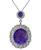 Oval Cut Amethyst Round Cut Diamond 18k White Gold Pendant Necklace