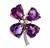 Heart Shape Amethyst Round Cut Diamond 14k Yellow and White Gold Clover Pin