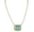 Emerald Cut Aquamarine Round Cut Diamond 18k Yellow Gold Pearl Pin / Pendant Necklace