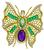 Estate 8.00ct Amethyst 3.50ct Diamond 3.00ct Emerald Butterfly Pin