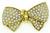 Round Cut Diamond 18k Yellow Gold Bow Pin