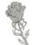 Round Cut Diamond 18k White Gold Long Stem Rose Pin