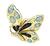 Estate Diamond Opal Onyx Gold Butterfly Pin