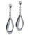 Round Cut Diamond Square Cut Sapphire 14k White Gold Dangling Earrings