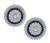 Round Cut Diamond Calibre Cut Sapphire Platinum and Gold Earrings