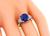 1950s Cushion Cut Sapphire Baguette Cut Diamond Platinum Engagement Ring