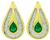 Pear Shape Emerald Baguette Cut Diamond 18k Yellow Gold Earrings