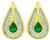 Pear Shape Emerald Baguette Cut Diamond 18k Yellow Gold Earrings