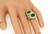 Oval Cut Emerald Round and Emerald Cut Diamond 18k Yellow Gold Ring