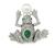 Pearl Round Cut Diamond Pear and Cabochon Cut Emerald 18k White Gold Frog Pin
