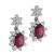 Oval Cut Garnet Round Cut Diamond 14k White Gold Earrings