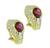 Round Cut Garnet Round and Baguette Cut Diamond 14k Yellow Gold Earrings