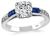 Estate GIA Certified 1.14ct Diamond Sapphire Engagement Ring