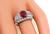 Oval Cut Burma Ruby Baguette and Round Cut Diamond 14k White Gold Engagement Ring
