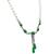 Cabochon and Tear Drop Jade Baguette and Round Cut Diamond Platinum Pearl Necklace by Marsh's