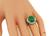 Cabochon Jade Round and Baguette Cut Diamond Platinum Ring