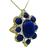 1960s Round Cut Diamond Lapis 18k Yellow and White Gold Pin / Pendant